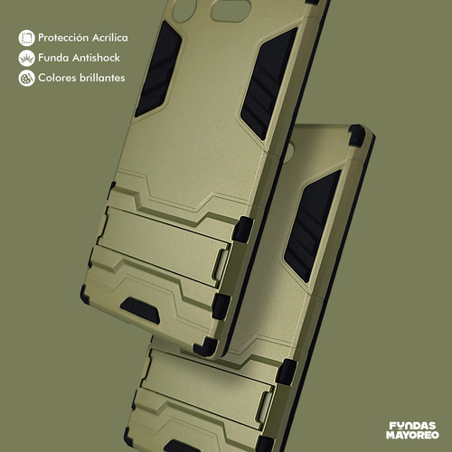 Funda Iron Para Xperia Xz Carcasa Antishock Con Mica Dorado