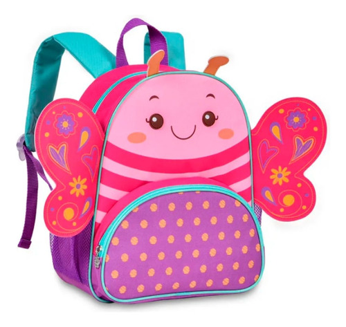 Mochila Costas Borboleta Rosa Infantil Pets Original - Clio