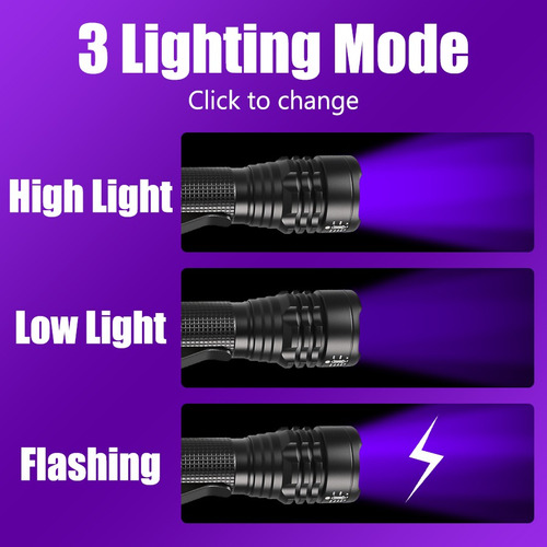 Linterna Led Uv De 395 Nm Con Minilinterna Con Zoom Y Clip P