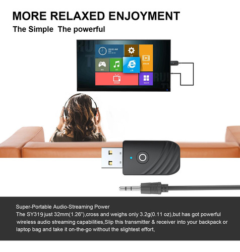 5 Transmisor Y Receptor 3 En 1 Usb Bluetooth 5.0 Para Pc Tv