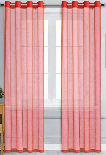 Wpm Red Sheer Window Curtain Panels For Bedroom  Kitche...