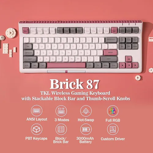 Epomaker Brick 87 Tri-mode Tkl Teclado Mecánico Intercambiab