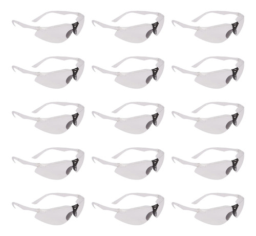 Kit 15 Óculos Proteção Segurança Trabalho Epi Antirrisco Ca Cor da lente Incolor