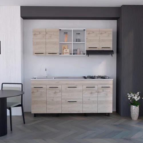 Cocina 180 Ankara Mzn Izq Rta Ceniza Blanco Color Gris
