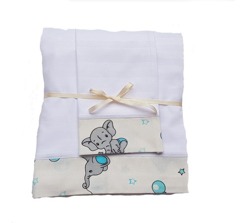 Imagen 1 de 2 de Sábanas Para Bebe Cama Cuna Elefantes Y Globos