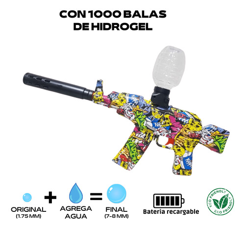 Rifle De Juguete Balas De Hidrogel Tiro Continuo Recargable
