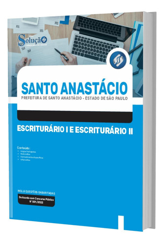 Apostila Concurso Santo Anastácio Sp - Escriturário 1 E 2, De Professores Especializados.