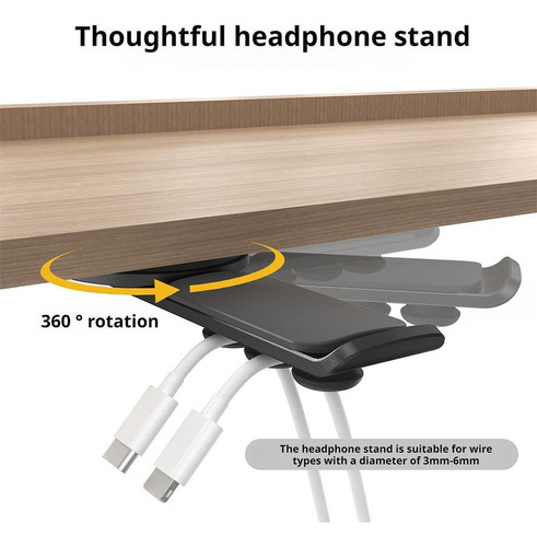 Organizador De Cables De Escritorio Con Soporte Para Auricul