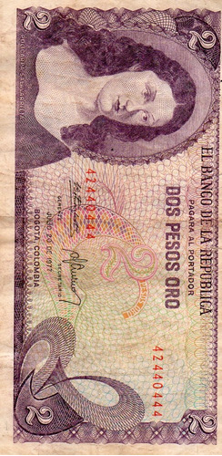 Billete De 2 Pesos 1977