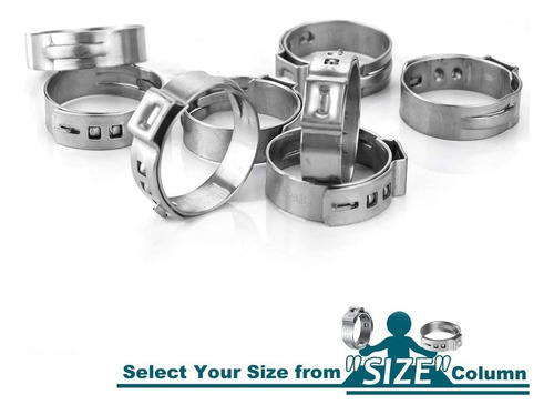 100 Piezas 13.3mm Ss304 Anillo De Abrazaderas De Ajuste Pex
