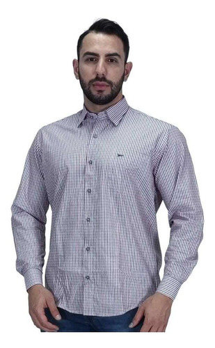 Camisa Masculina Fast Back Manga Longa Estampada Vermelha