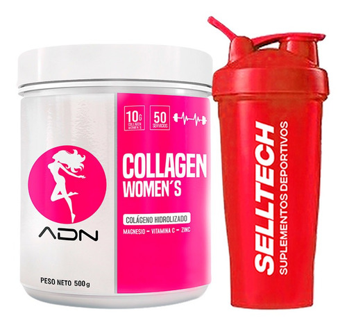 Colágeno Adn Collagen Women 500gr Fruit Punch + Shaker