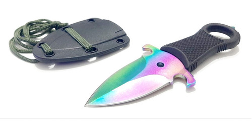 Cuchillo Daga Neck Knife Cuello Colgar Tornasolado Fade Rain