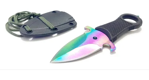 comprar Cuchillo Daga Neck Knife Cuello Colgar Tornasolado Fade Rain