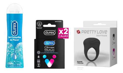 Combo Preservativos Clímax Mutuo+ Anillo Vibrador B.+ Gel L.