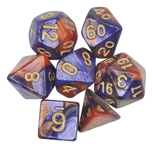 4 Juego De Dados Poliédricos Coloridos De 7 Piezas Durable