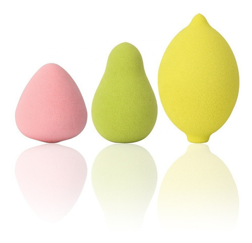 Kit 3 Esponja P/ Maquiagem Gota Frutas Com Suporte Infantil