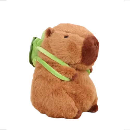 Chaveiro Capivara Mochila Tartaruga Fofo Sino Pelúcia 12cm Cor Marrom Claro