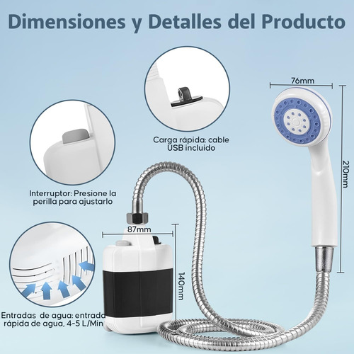 Regadera Electrica Portatil Con Cabezal De Regadera, Ducha
