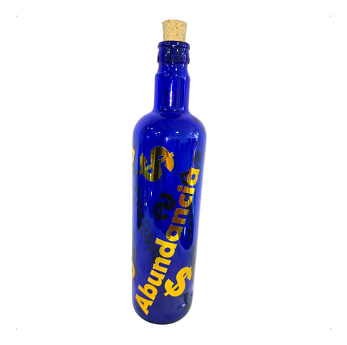 3 Botellas De Vidrio Azul Prosperidad,riqueza Y Abundancia Azul