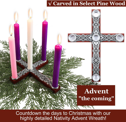 Candelador De Adviento De Navidad Corela De Madera Rústica