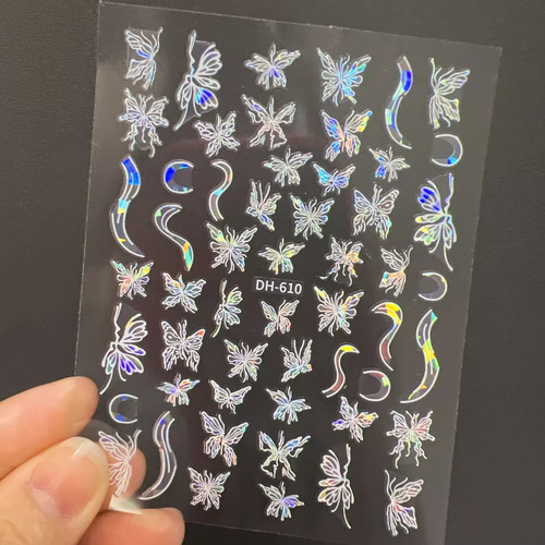 6 Pegatinas Para Decoración De Uñas Aurora Mariposa Dazzle