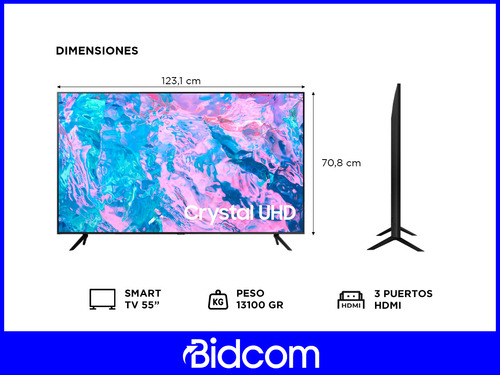 Smart Tv Samsung 55 Pulgadas Crystal Uhd 4k Un55cu7000pxpa
