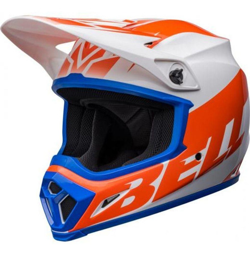 Capacete Bell Mx 9 Mips Disrupt Branco Laranja 60