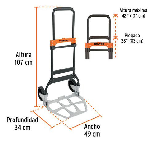 Diablo De Carga Plegable 120 Kg Truper 103198