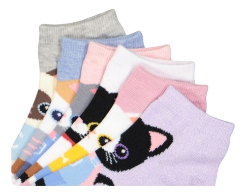 3 Pares De Calcetas Gatito Para Mujer Variados Estampado Único