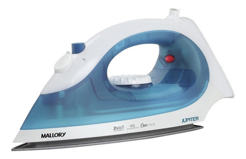 Imagem 1 de 3 de Ferro de passar a vapor Mallory Júpiter cor branco e azul com base antiaderente 110V