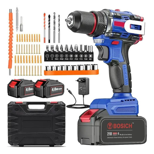 Kit Taladro Atornillador Destornillador Inalámbrico Bosich Herramientas Eléctricas 2 Baterías 4.0 Ah + Cargador + Maletín, Sin Escobillas Motor Estable Y Duradero De Mayor Rendimiento Y Más Duradero