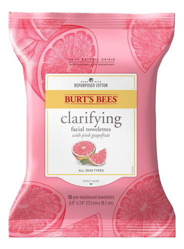 Imagen 1 de 5 de Toallitas Desmaquillantes Burt's Bees Pomelo Rosado 30 Un