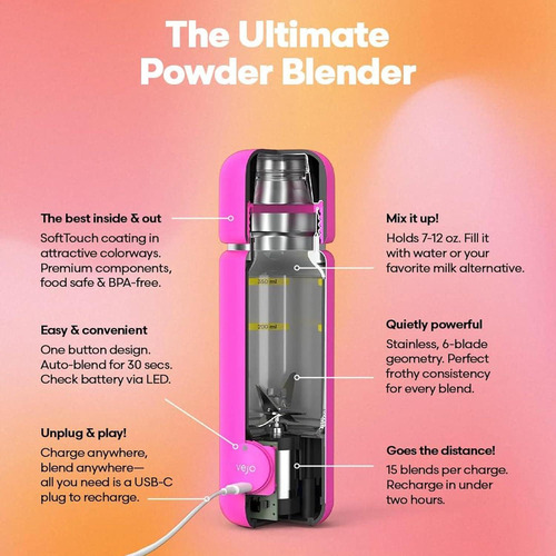 Licuadora Vejo Naranja 355ml Portátil Sin Grumos Usb-c