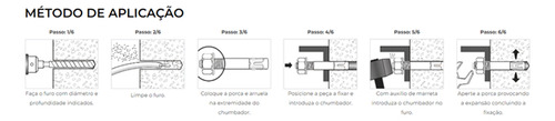 Kit 50 Chumbadores Aço Pba 3/8x2.1/4 Pol. C/presilha Âncora