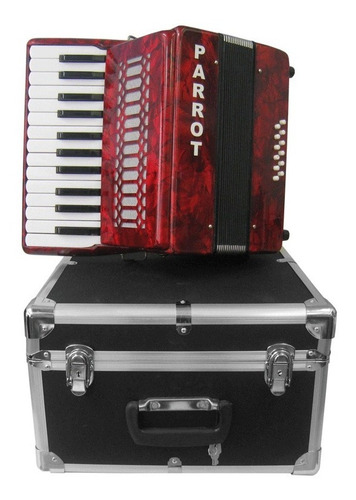 Acordeon Parrot Teclas 25 Teclas 12 Bajos Rojo