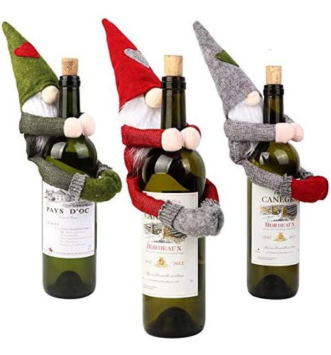 6 Piezas De Gnomos De Navidad Para Botella De Vino Papa Noel