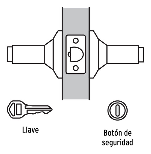 Cerradura Manija Milan Negro Sistema Llave C/boton Hermex