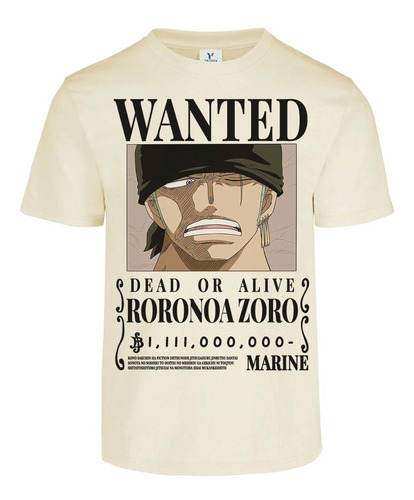 Playera Cartel Wanted Roronoa Zoro One Piece 1,111 Millones