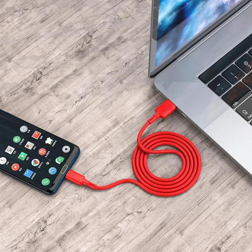 Cabo Rápido V8 Carregador E Dados Micro Usb Turbo Color 1m Cor Vermelho