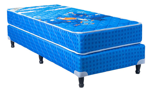Sommier Y Colchón Maxiking Infantil Nene 1 Plaza Celeste