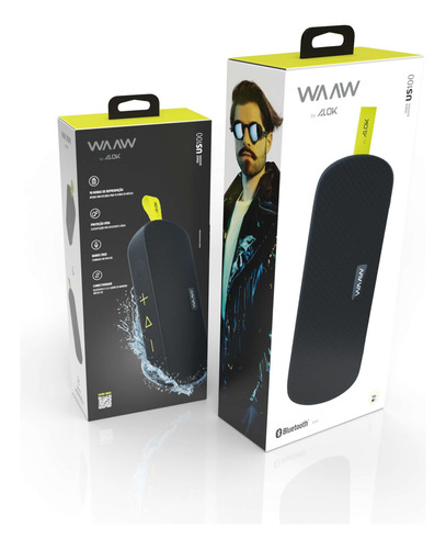 Caixa De Som Bluetooth Portátil Waaw By Alok Us 100 Preto E Verde