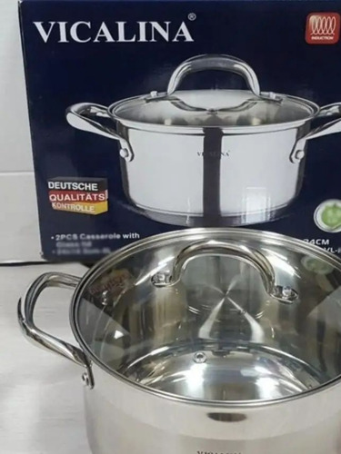 Olla Cacerola De Acero Con Tapa Vicalina Vl-7016 8,5lts 26cm