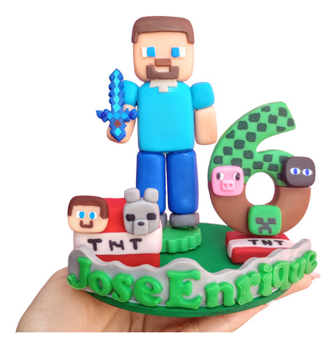 Vela Minecraft Steve Pasta Flexible Personalizada