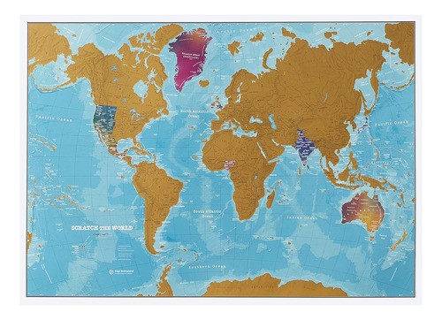 Rascar Mapa Del Mundo Acuarela - Póster De Mapa Del Mu...