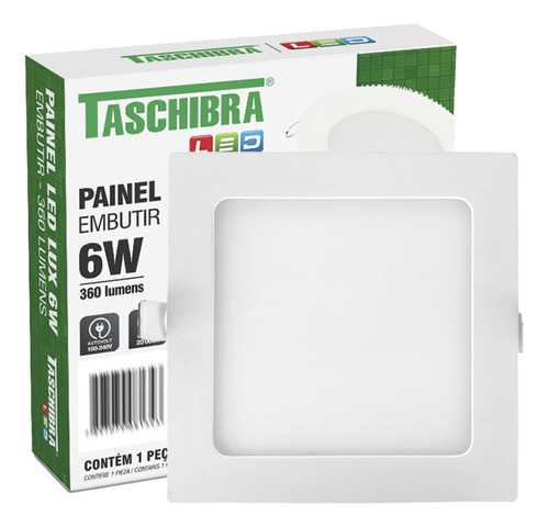 Painel Plafon De Led Quadrado Embutir 6w Bivolt Taschibra