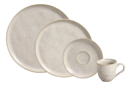 comprar Aparelho De Jantar 24 Peças Stoneware Bio Latte Porto Brasil
