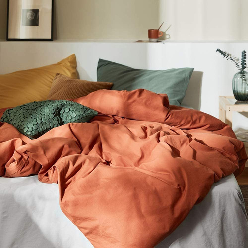 Imagen 3 de 9 de Ropa De Cama Color Caramelo Funda Nórdica Full Queen C...