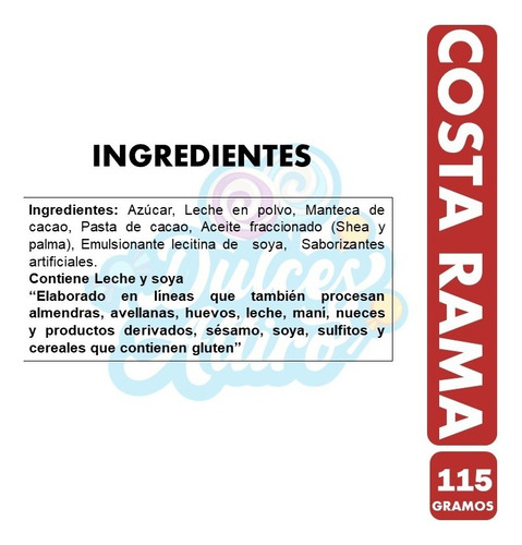 Chocolate Costa Rama De Leche 115 G