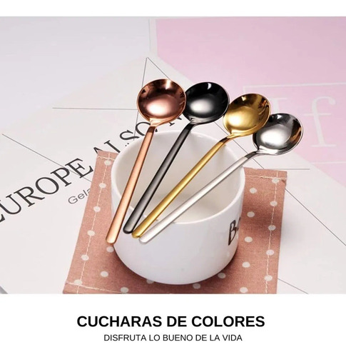 Dw Juego De 6 Cucharas De Café Doradas Elegantes Para